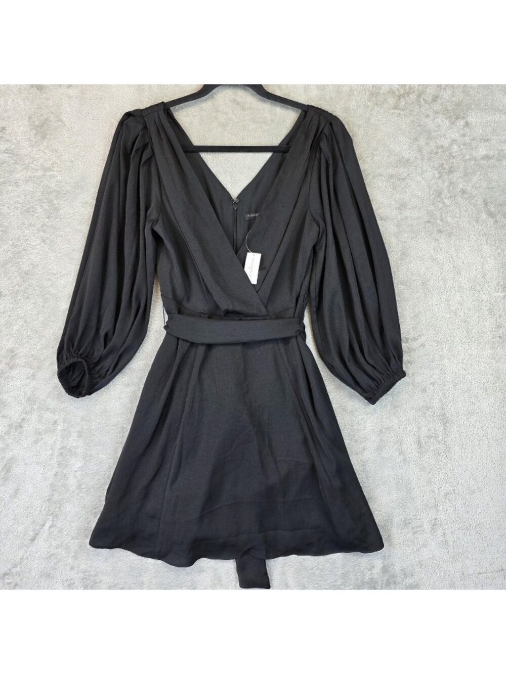 Banana Republic Dress Womens 6 Black OLX LS Blouson Long Sleeve V Neck Belted